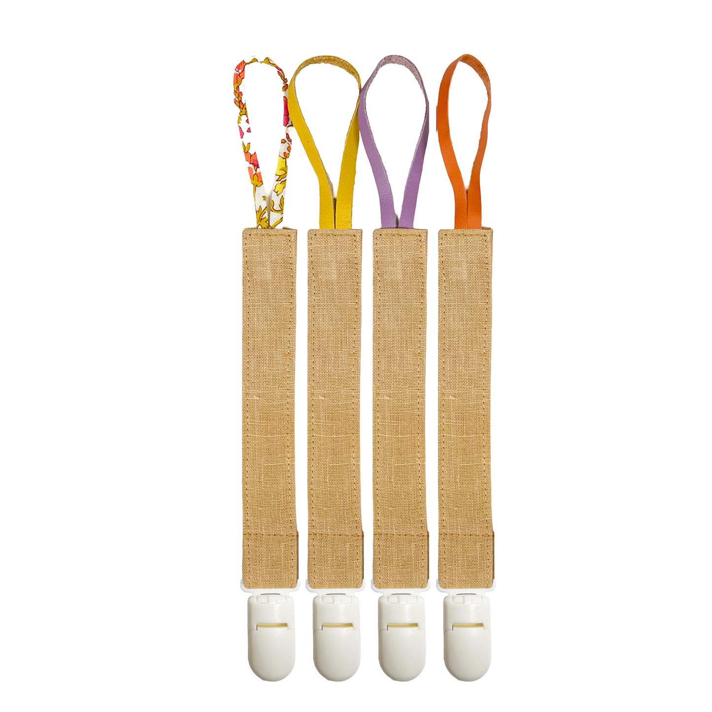 Linen Pacifier Clip - Almond
