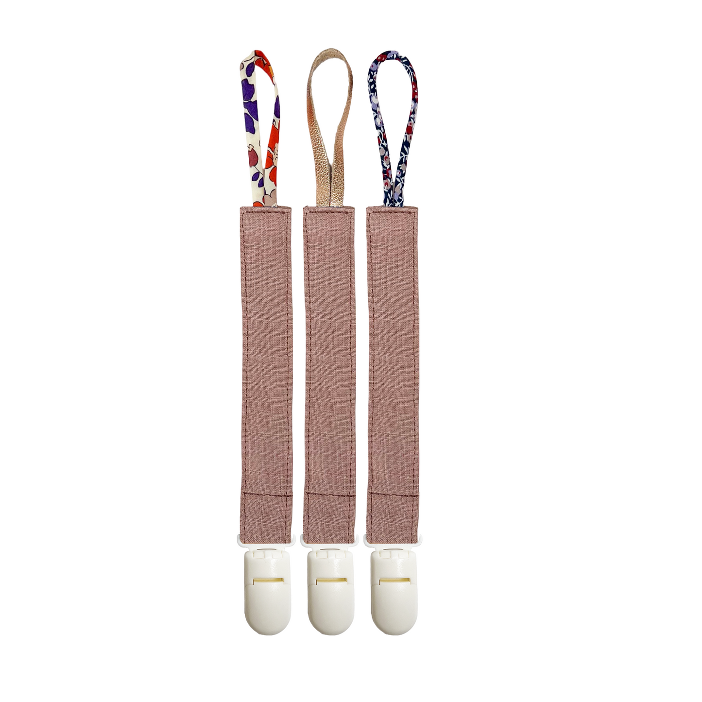 Linen Pacifier Clip - Mauve