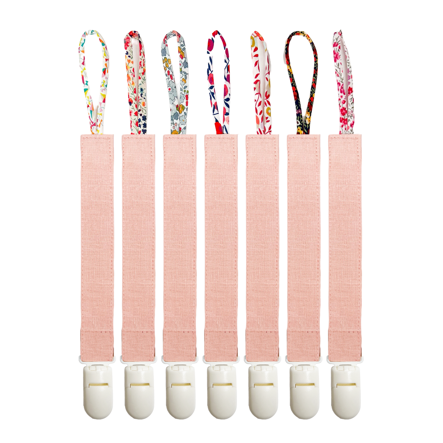 Linen Pacifier Clip - Pink
