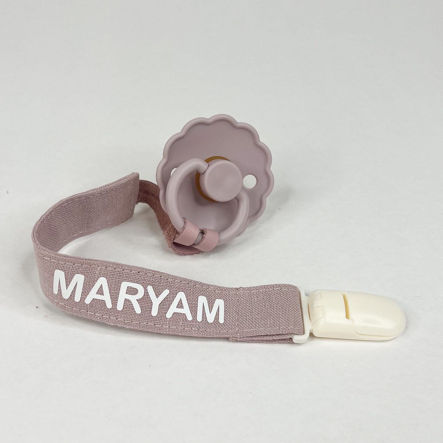 Linen Pacifier Clip - Purple