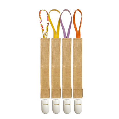 Linen Pacifier Clip - Almond