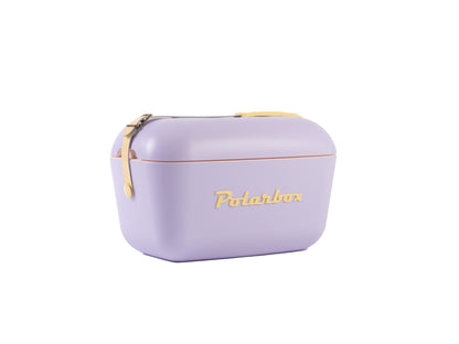 Polarbox - cooler In Lilac - Yellow Pop with yellow leather strap