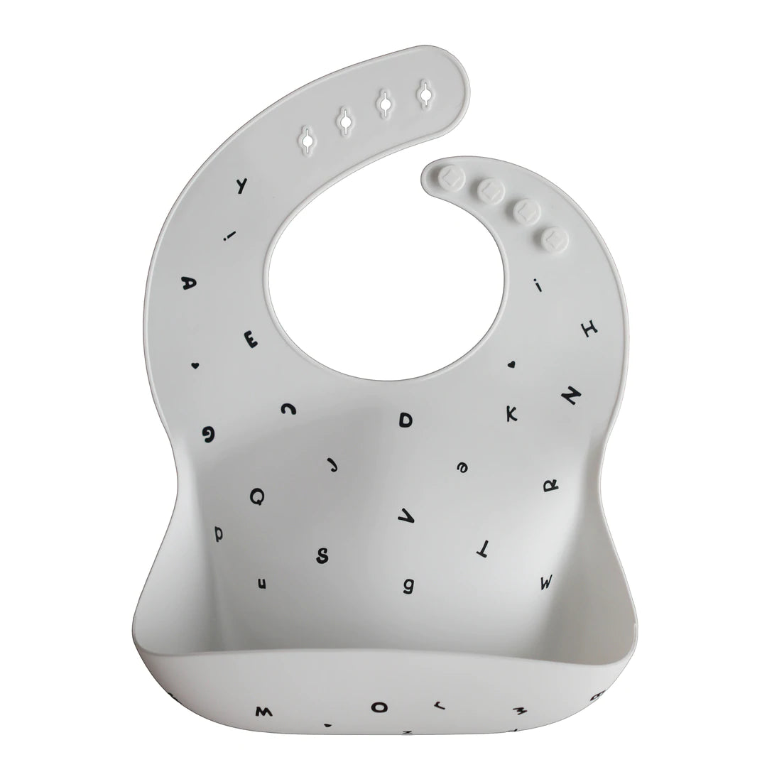 Silicone Baby Bib (Letters White)