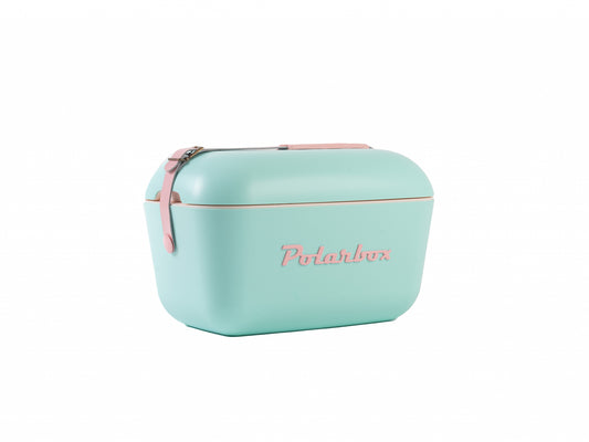 Polarbox - cooler In Cyan- Baby rose Pop with rose leather strap