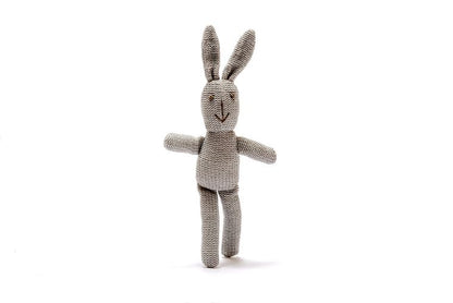 Knitted Grey Bunny Rattle